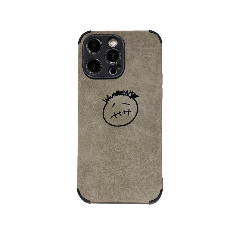 Luxury PU Street Soft leather phone case for iphone 14 13 12 15 Pro Max X XS 11 7 8 Plus SE Turn fur Back Cover Coque Capa