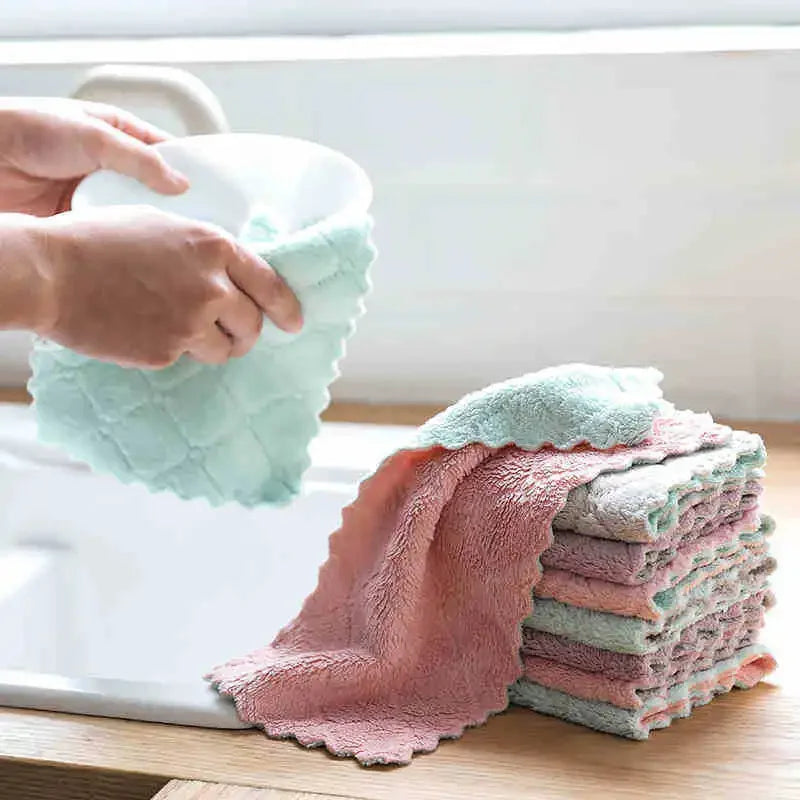 10/12PCS Super Absorbent Microfiber Kitchen Dish Cloth High-efficiency Tableware Household Cleaning Towel Kitchen Tools Gadgets