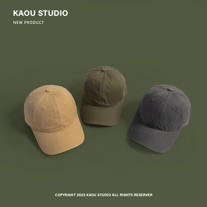 Men's and Women's Four Solid Color Peaked Cap Korean Style Simple and Casual All-Matching Baseball Cap Soft Top Curved Brim Hat