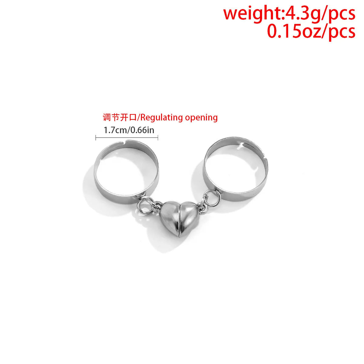 2Pcs Couple Adjustable Finger Ring Punk Heart Magnet Rings For Women Men Lovers Friend Charm Jewelry Party Gifts Trendy