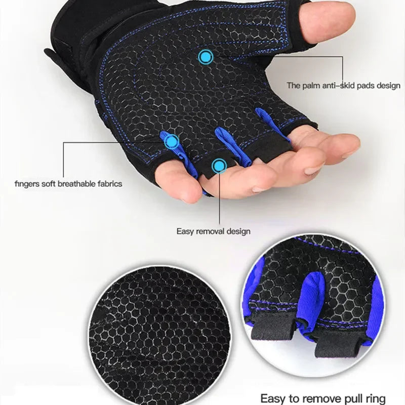 Fitness Half Finger Gloves Wrist Guard Sports Dumbbell Riding Non Slip Exercise Training Cycling Workout Glove for Men Women