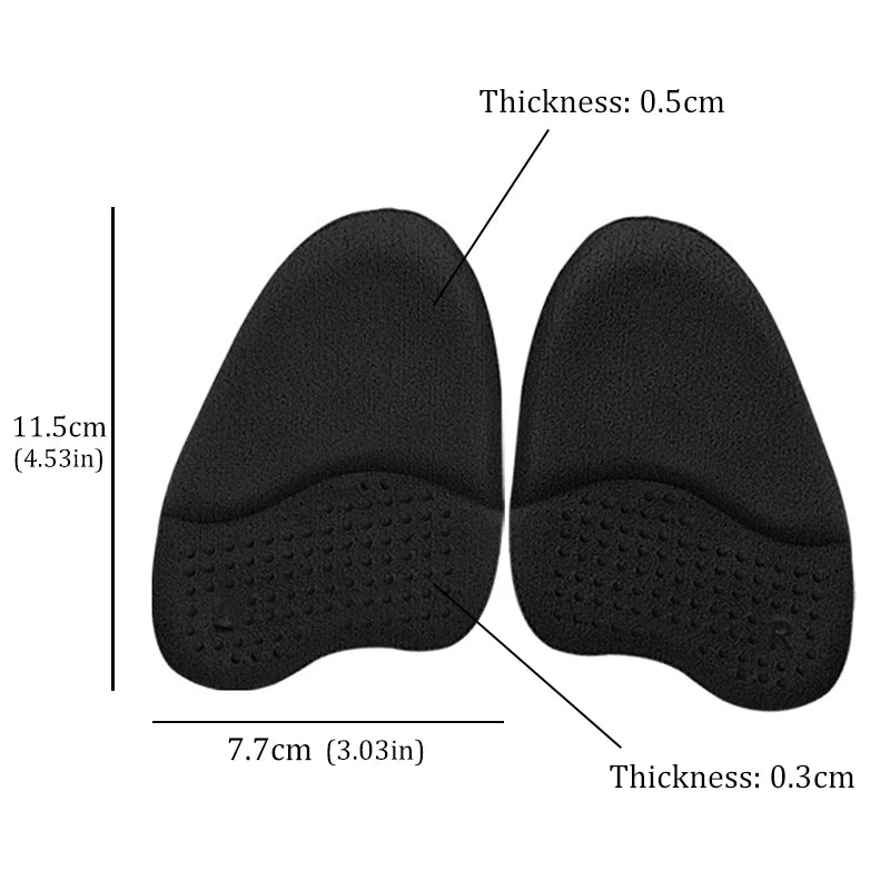 2 Pairs Gel Forefoot Insert Women High Heels Cushion Pads Anti-slip Foot Pain Relief Pads Half Insoles Round Toe Shoe Inserts