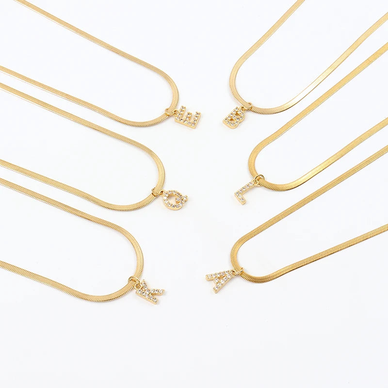 2022 New Classic Letter Pendant Necklace Women Fashion Width 2mm Stainless Steel Snake Chain Necklace For Women Jewelry Gift