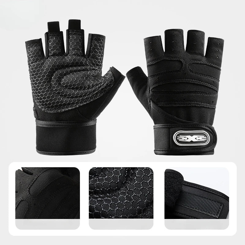 Fitness Half Finger Gloves Wrist Guard Sports Dumbbell Riding Non Slip Exercise Training Cycling Workout Glove for Men Women