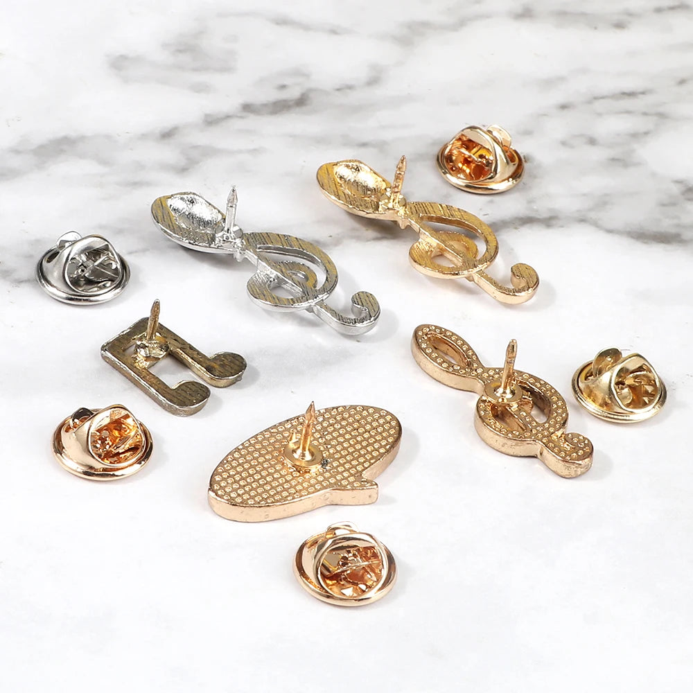 Microphone Music Note Brooch Gold Color Silver Color Enamel Pins Women Men Singer Party Concert Jewelry Backpack Lapel Pin Gifts