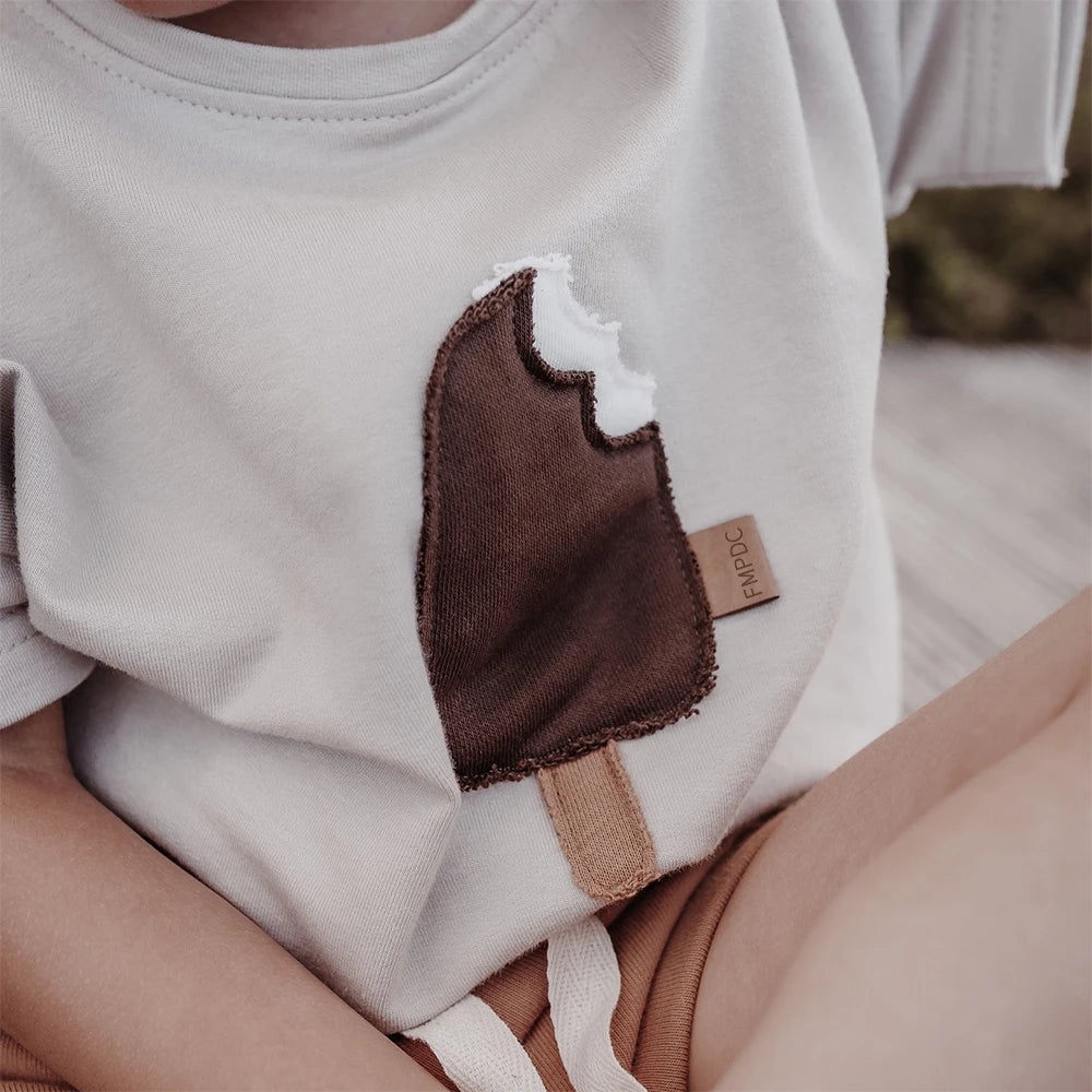 Colorful Ice Cream Printed Children's T-shirt Cute Newborn T-shirt Summer Children's Clothing Top T-shirt Solid Color Clothes