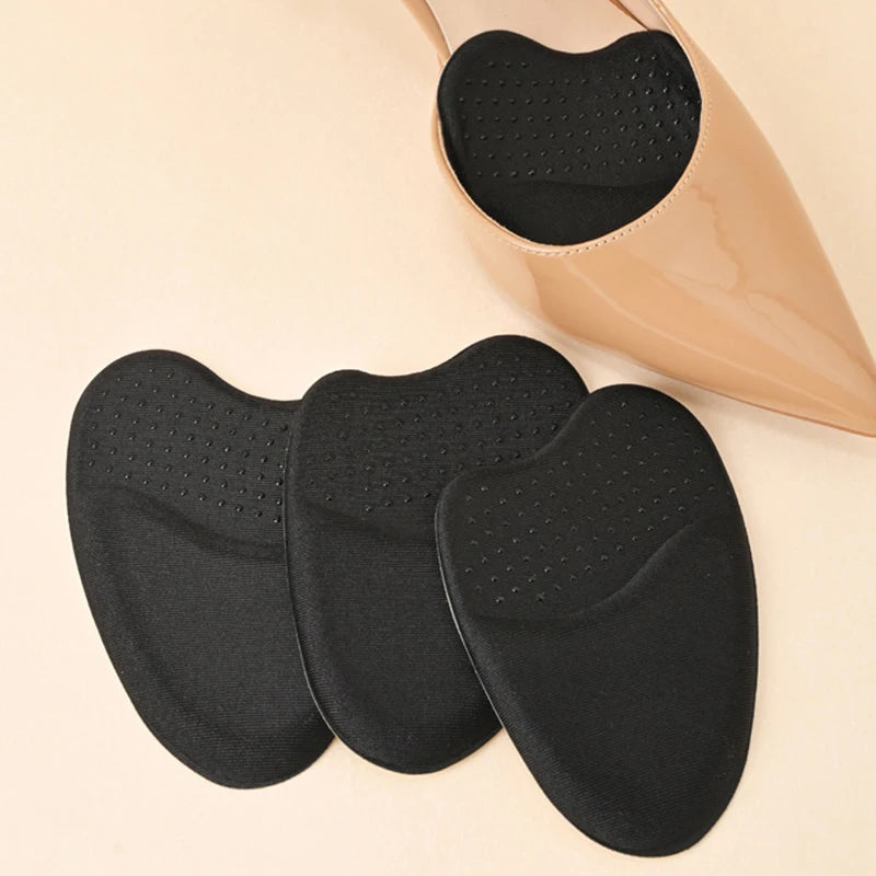 2 Pairs Gel Forefoot Insert Women High Heels Cushion Pads Anti-slip Foot Pain Relief Pads Half Insoles Round Toe Shoe Inserts