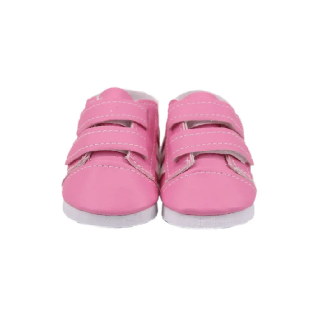 7Cm Doll Shoes Pink Bow Canvas Shoes Sneakers Fit 18 Inch American Doll&43cm Baby New Born Doll Clothes Girl`s Accessories