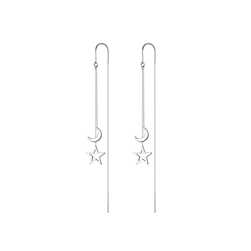 Fashion korean Earrings for Women Chain Ear Line Tassel Drop Earrings Retro Silver Color Hanging Earrings 2022 trend Jewelry