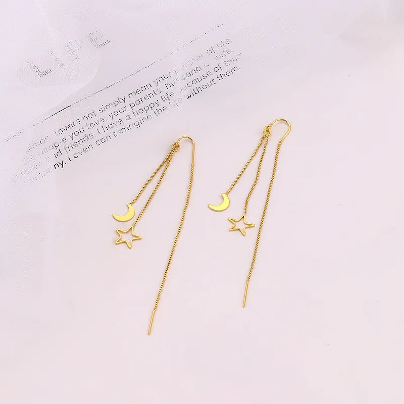 Fashion korean Earrings for Women Chain Ear Line Tassel Drop Earrings Retro Silver Color Hanging Earrings 2022 trend Jewelry