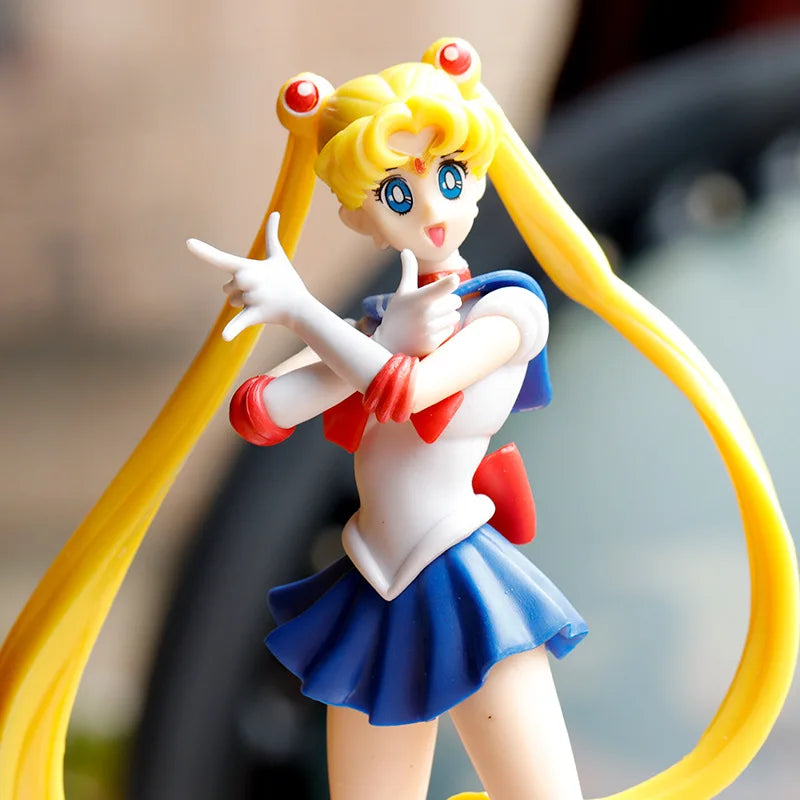 17cm Cartoon cute girl Sailor Moon Anime Figure PVC Action Anime Figure Model Kawaii Doll Desktop Ornaments