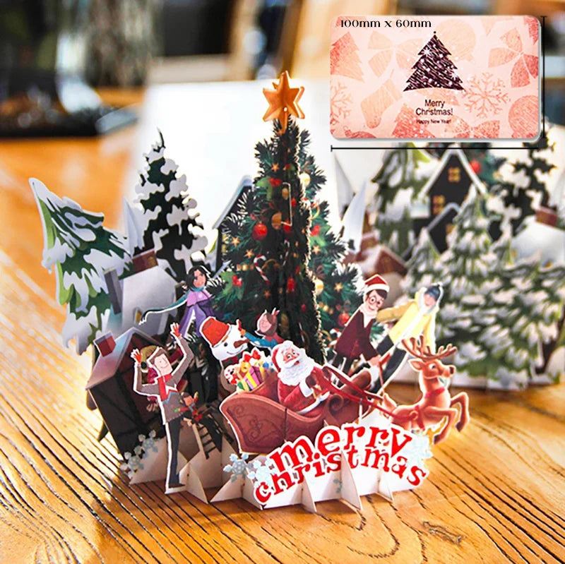 Top Quality New 3D Christmas Greeting Card Creative Pop Up Hand-Made Cards Colorful Christmas Holiday Thanksgiving New Year Card