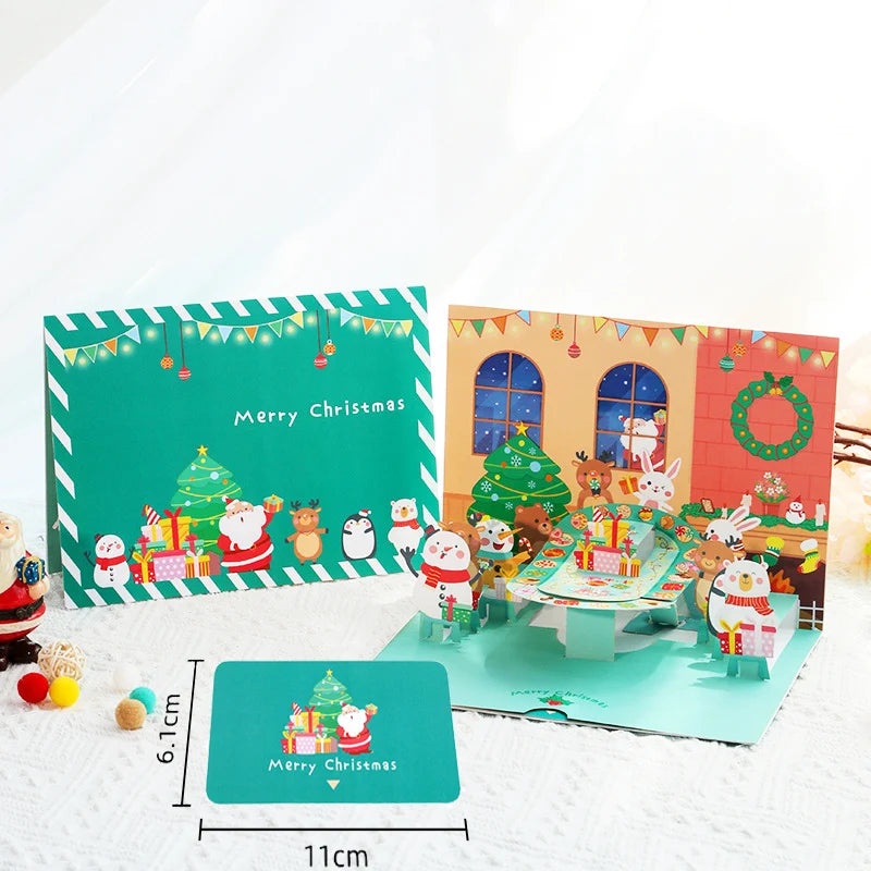 Top Quality New 3D Christmas Greeting Card Creative Pop Up Hand-Made Cards Colorful Christmas Holiday Thanksgiving New Year Card