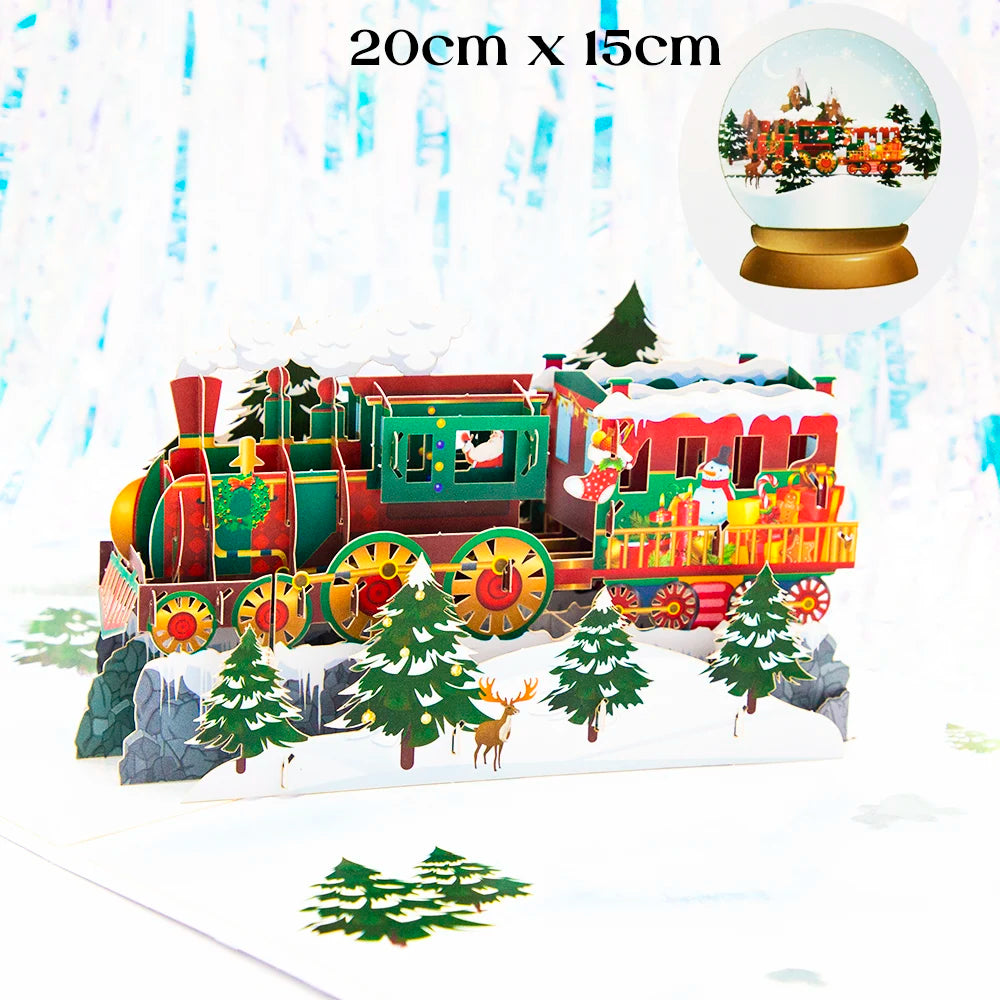 Top Quality New 3D Christmas Greeting Card Creative Pop Up Hand-Made Cards Colorful Christmas Holiday Thanksgiving New Year Card