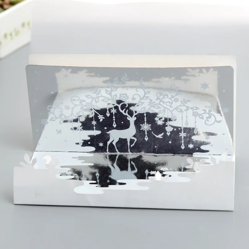 Top Quality New 3D Christmas Greeting Card Creative Pop Up Hand-Made Cards Colorful Christmas Holiday Thanksgiving New Year Card