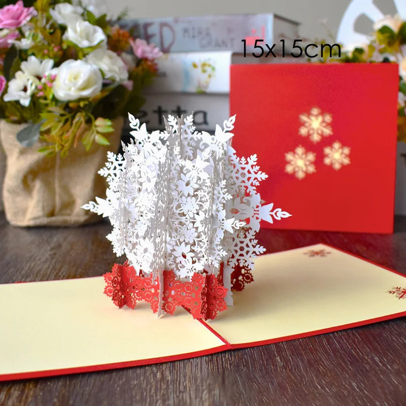 Top Quality New 3D Christmas Greeting Card Creative Pop Up Hand-Made Cards Colorful Christmas Holiday Thanksgiving New Year Card