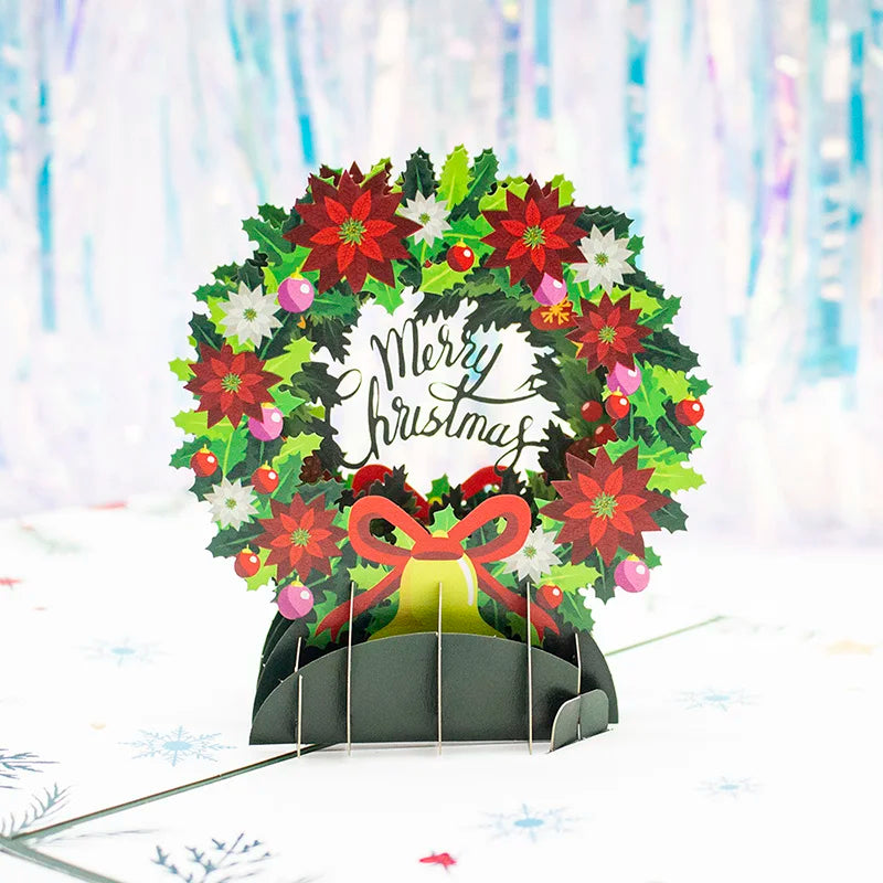 Top Quality New 3D Christmas Greeting Card Creative Pop Up Hand-Made Cards Colorful Christmas Holiday Thanksgiving New Year Card