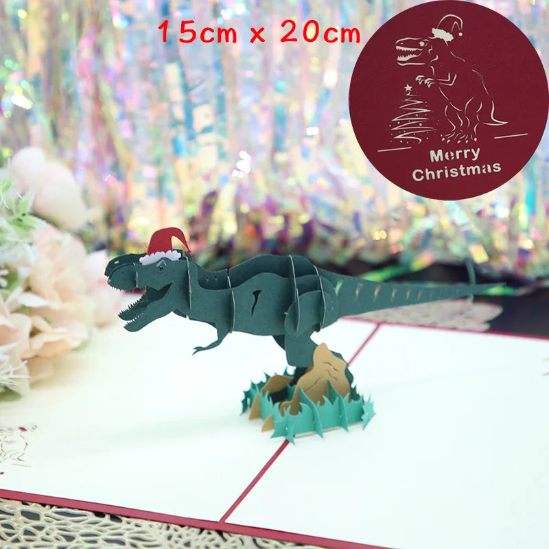 Top Quality New 3D Christmas Greeting Card Creative Pop Up Hand-Made Cards Colorful Christmas Holiday Thanksgiving New Year Card