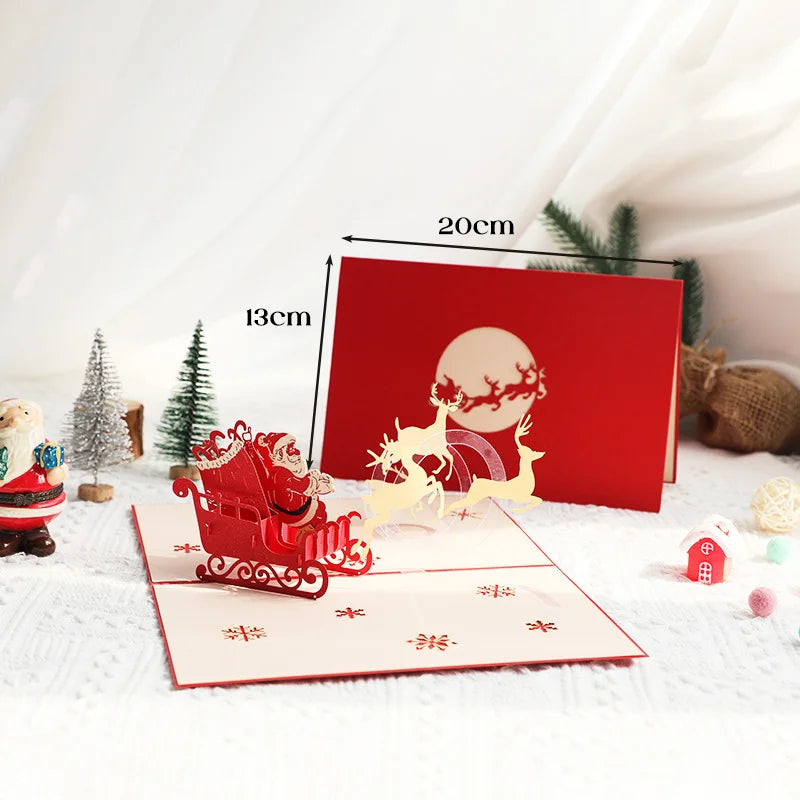 Top Quality New 3D Christmas Greeting Card Creative Pop Up Hand-Made Cards Colorful Christmas Holiday Thanksgiving New Year Card