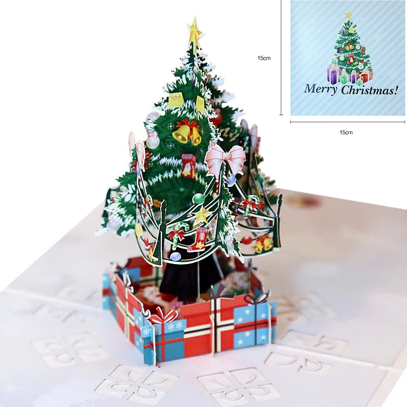 Top Quality New 3D Christmas Greeting Card Creative Pop Up Hand-Made Cards Colorful Christmas Holiday Thanksgiving New Year Card
