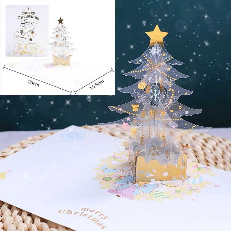 Top Quality New 3D Christmas Greeting Card Creative Pop Up Hand-Made Cards Colorful Christmas Holiday Thanksgiving New Year Card