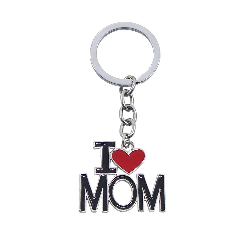 I Love MOM&MAMA&DAD&PAPA Hollow Letters Keychain for Women Men Jewelry Backpack Key Chain Father's Day and Mother's Day Gifts