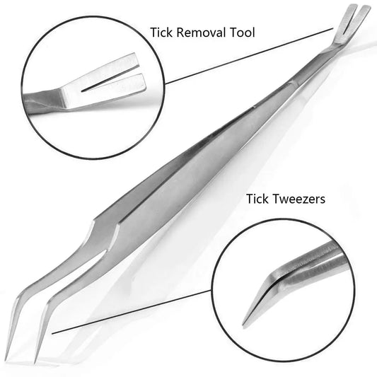 2 In 1 Stainless Steel Tick Tweezers Professional Quick Cat Dog Tick Removal Tool People Pet Supplies Dog Tick Removal Dropship