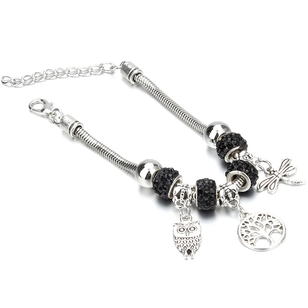 Antique Original Elephant Key Lock Shape 6 Colors Charm Bracelets for Women Glass Beads Bracelet & Bangle DIY Jewelry Gifts