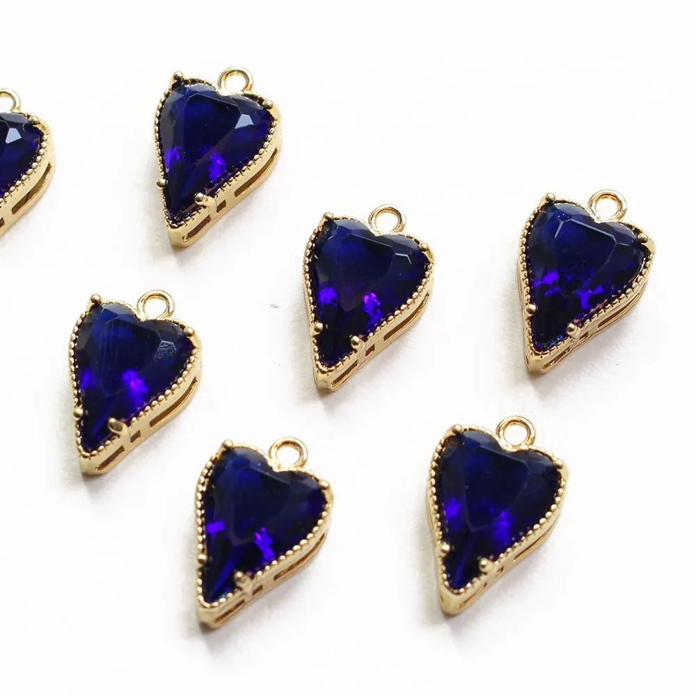 2PCS 18K Gold Plated Heart Necklace Pendant Jewelry Findings Components Supplies Diy Earrings Charms Zircon Material Accessories