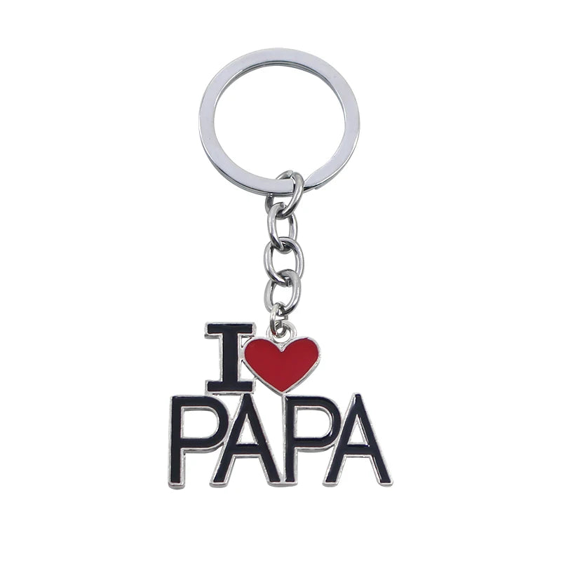 I Love MOM&MAMA&DAD&PAPA Hollow Letters Keychain for Women Men Jewelry Backpack Key Chain Father's Day and Mother's Day Gifts