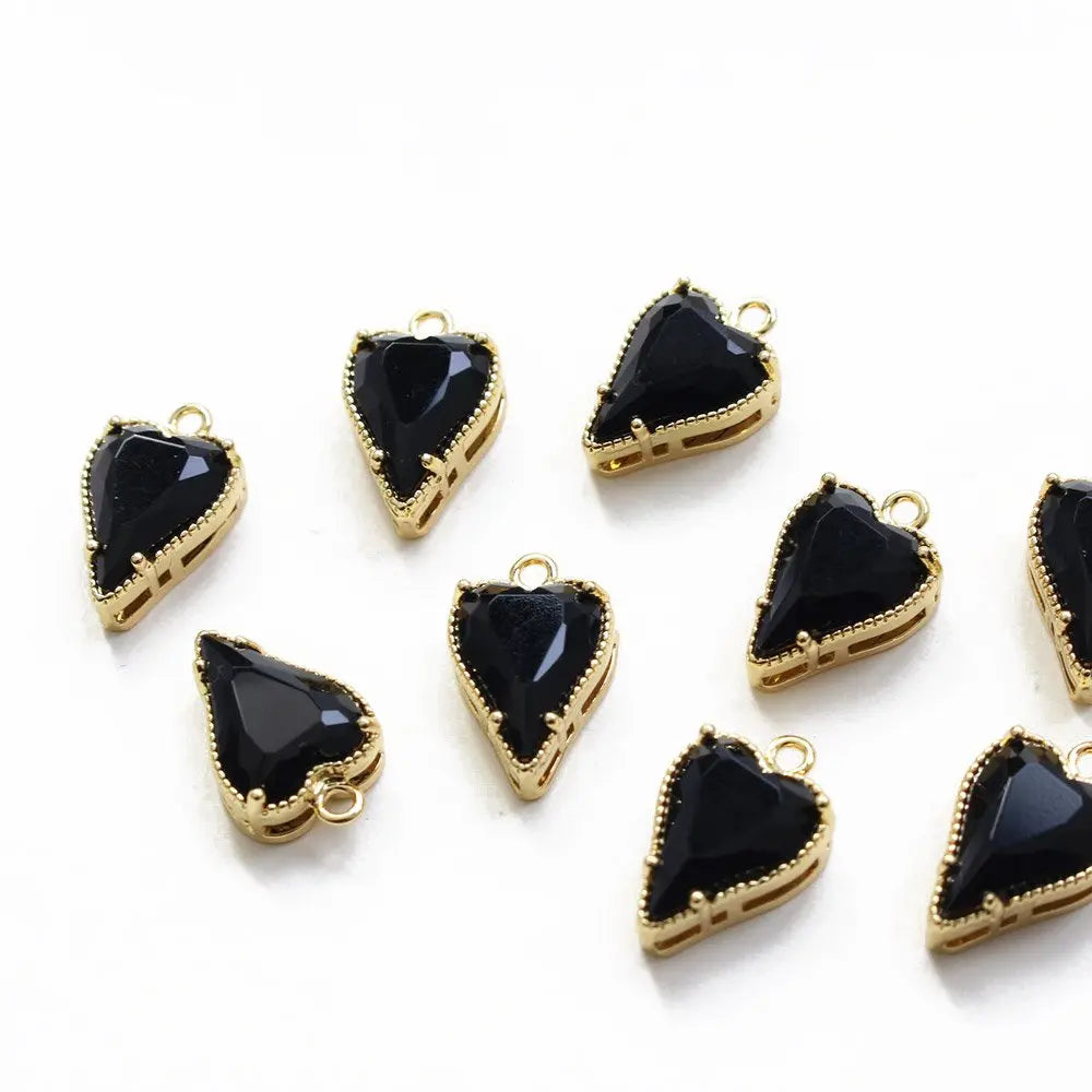 2PCS 18K Gold Plated Heart Necklace Pendant Jewelry Findings Components Supplies Diy Earrings Charms Zircon Material Accessories