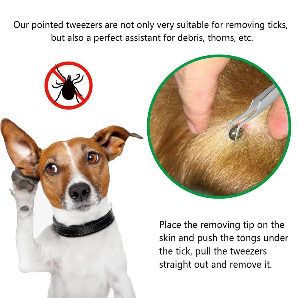 2 In 1 Stainless Steel Tick Tweezers Professional Quick Cat Dog Tick Removal Tool People Pet Supplies Dog Tick Removal Dropship