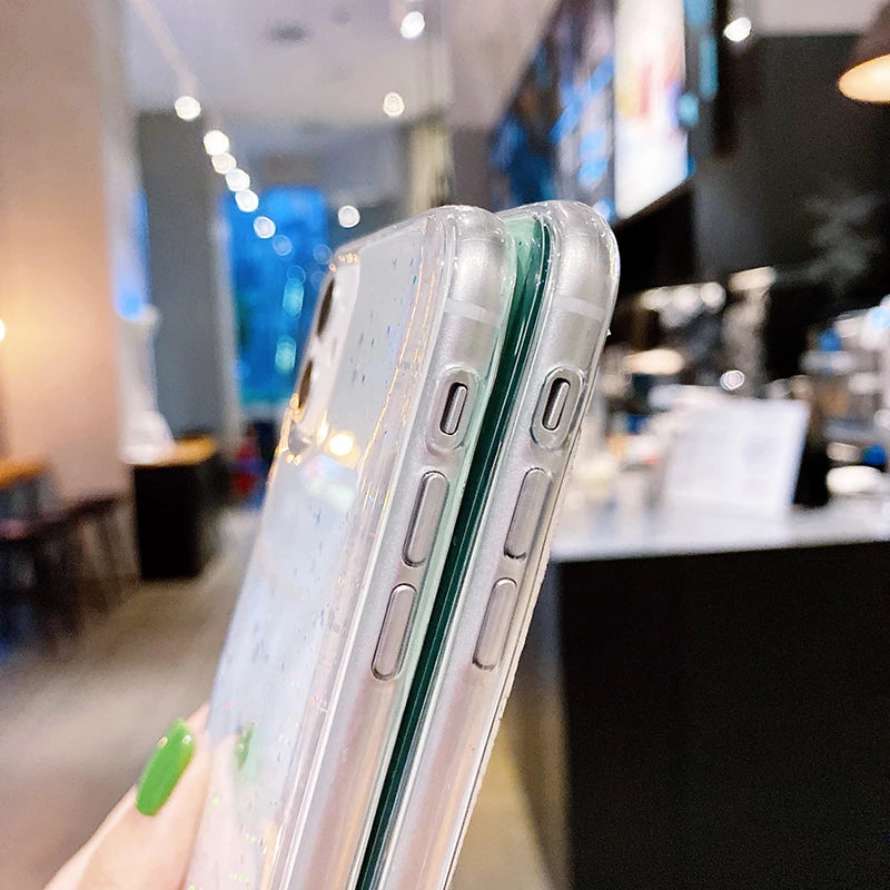 Luxury Bling Glitter Lanyard Silicone Phone Case For iPhone 17 16 15 14 13 12 11 Pro XS Max Plus Ultra-thin Necklace Rope Cover