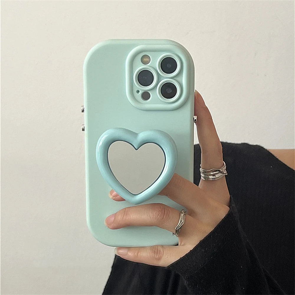 Cute Cartoon 3D Love Heart Silicone Soft Case For iPhone 15 14 13 12 Pro Max 11 X XR 14 15 Plus Candy Color Len Protective Cover
