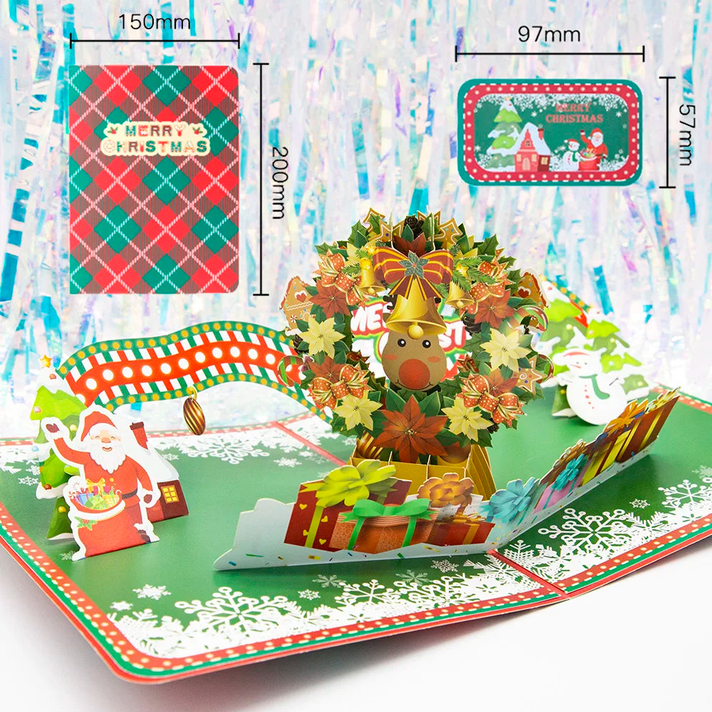Top Quality New 3D Christmas Greeting Card Creative Pop Up Hand-Made Cards Colorful Christmas Holiday Thanksgiving New Year Card