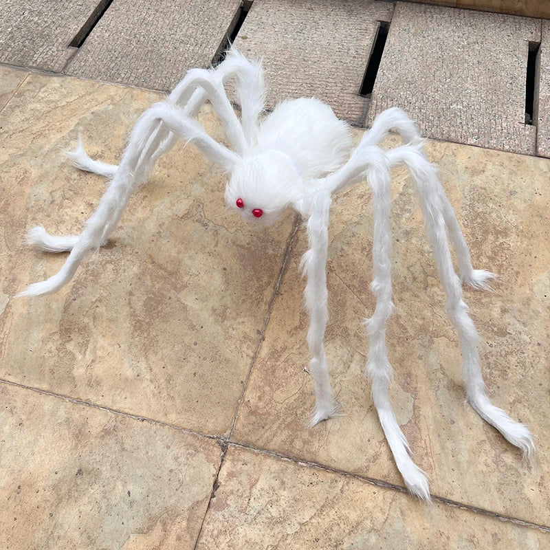 Halloween Black Giant Spider Scary Artificial Plush Spider Home Bar Haunted House Scene Ornaments Props Holiday Outdoor Decors