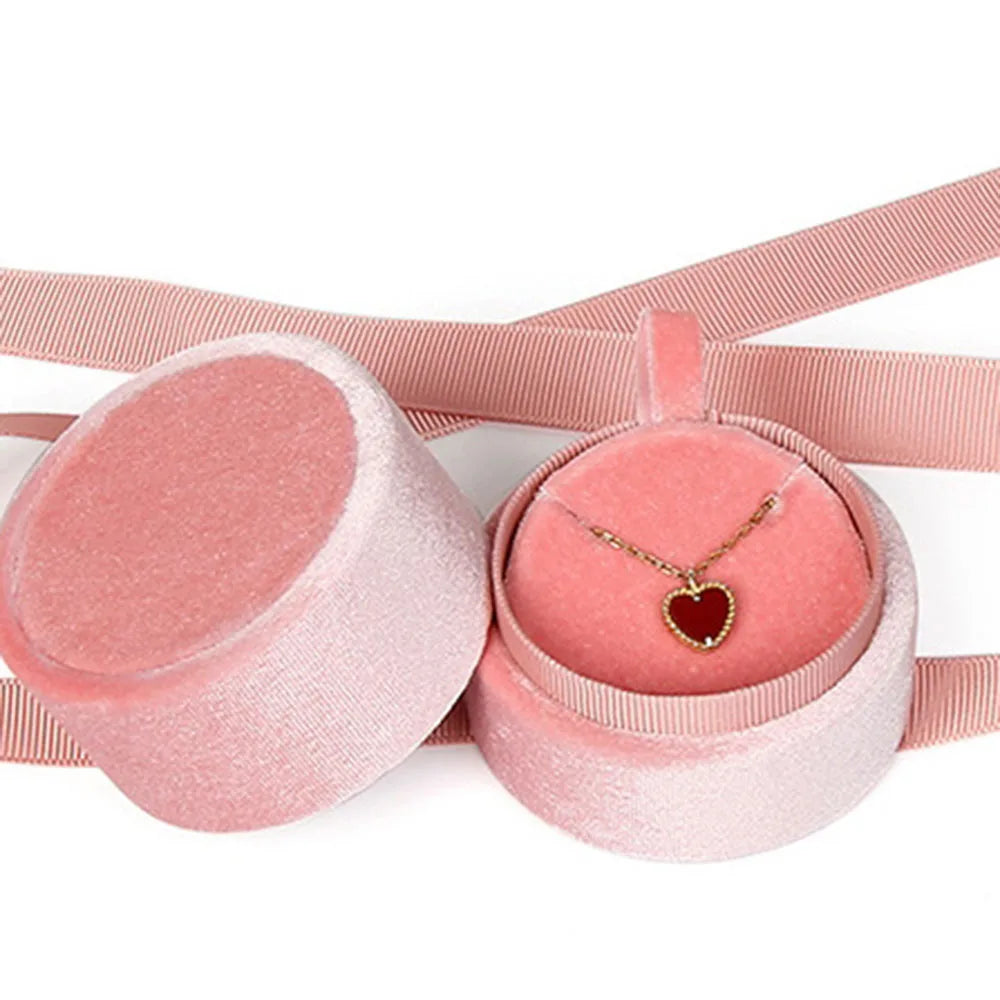 Pink Color Packaging Gift Box Velvet Necklace Engagement  Ring Displays Box Fashion Accessories Jewelry Display Jewelry Box