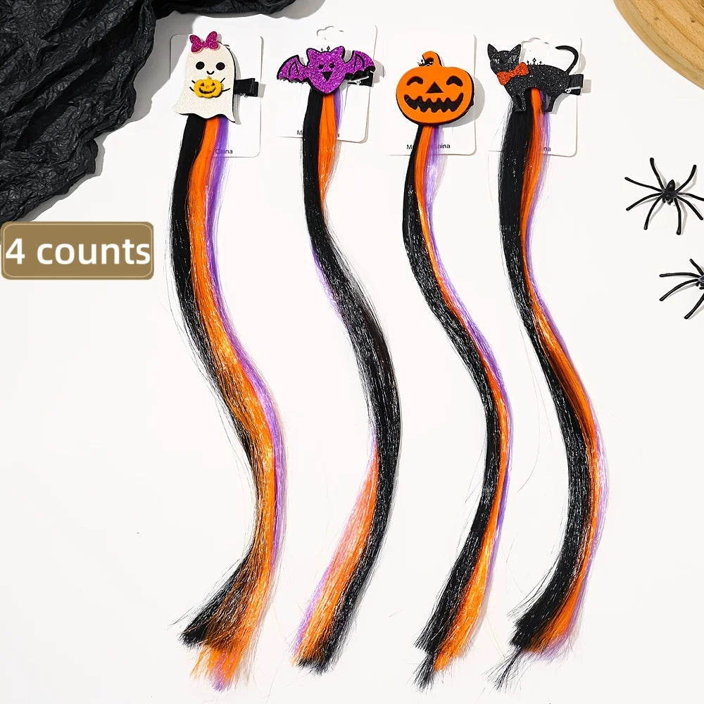 4 Pcs Decorate and Brighten Your Look with Bats and Pumpkins. Funny Cat and Ghost Atmosphere. Halloween Gifts for Girls