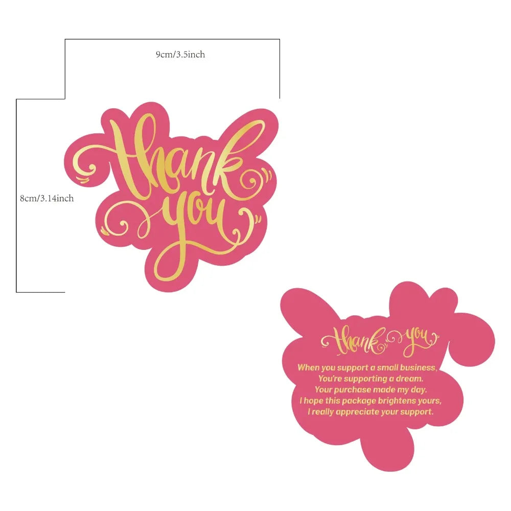 100 Pcs Unique Thank You Cards Small Business,Pink  Thank You Cards for Small Business