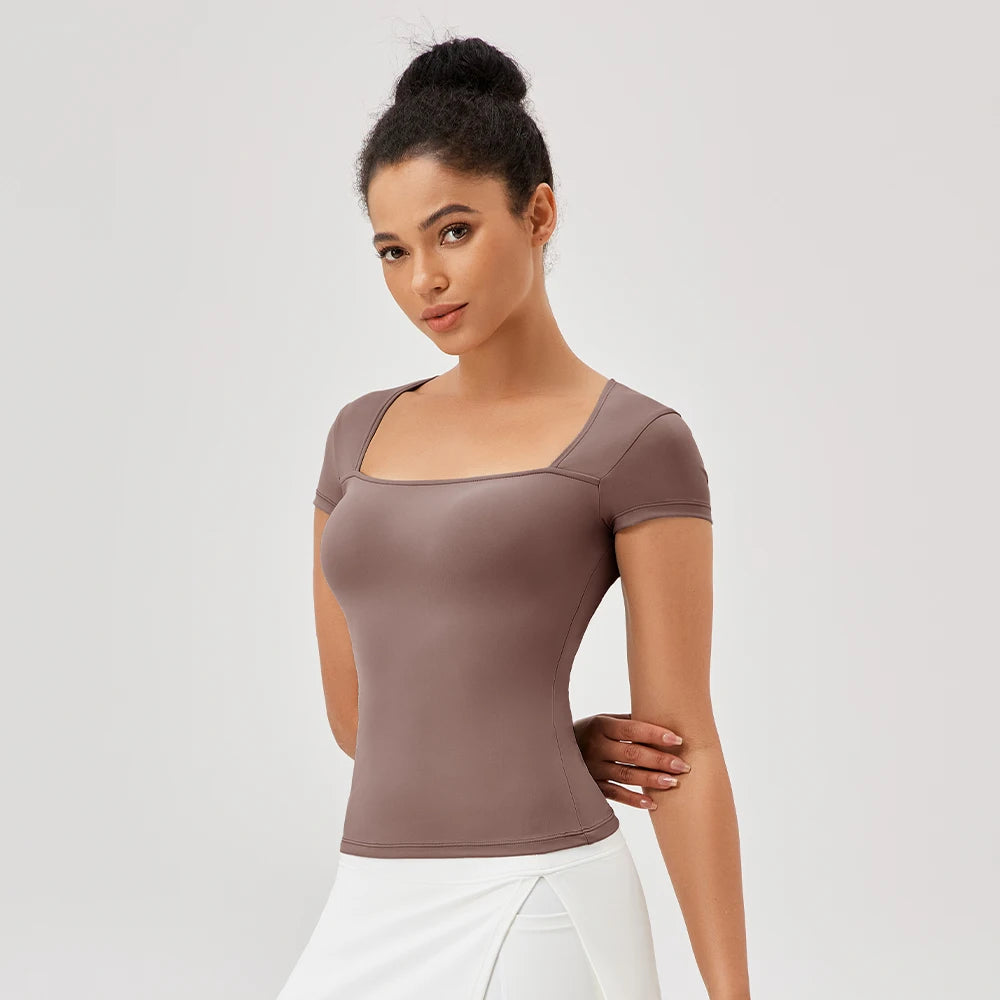 Yoga Tops Women Gym Training Sport Tops Quick-Dry Yoga Shirts Short-sleeved Outdoor Running Fitness Casual Sports T-shirt