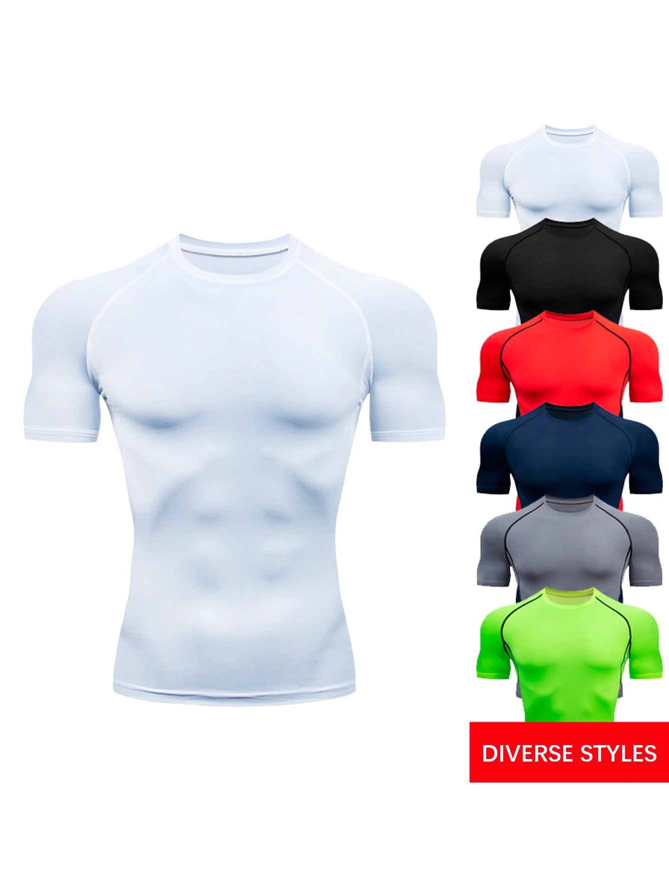 Men's Gym Training T Shirt, Outdoor, Jogging, Running Sportswear, Tight, Stretchy, Breathable Compression Top, Summer