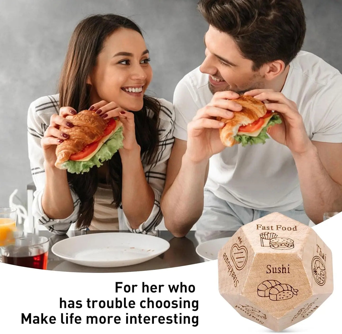 Dice for Her Him Couples Gift Ideas Food Decision Dice Games Christmas Birthday Valentines Day Gifts for Wife Husband