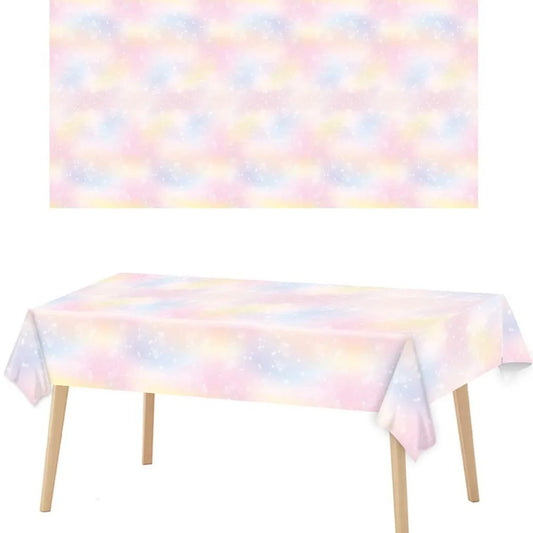 137*274cm Rainbow Tablecloth Pink Girls Birthday Wedding Party Decorations Disposable Plastic Table Cloth Baby Shower Supplies