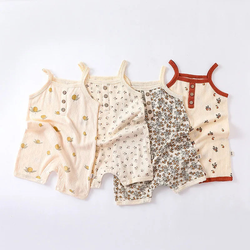0-24M Newborn Kid Baby Boys Girls Clothes Summer Cotton Baby Romper Sleeveless Jumpsuit Cute Sweet New Born Outfit