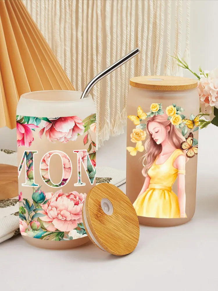 MOM MAMA Mather's Day Sticker UV DTF Cup Wrap Iron On Transfer For Glass Can Wraps 16oz Libbey D2727