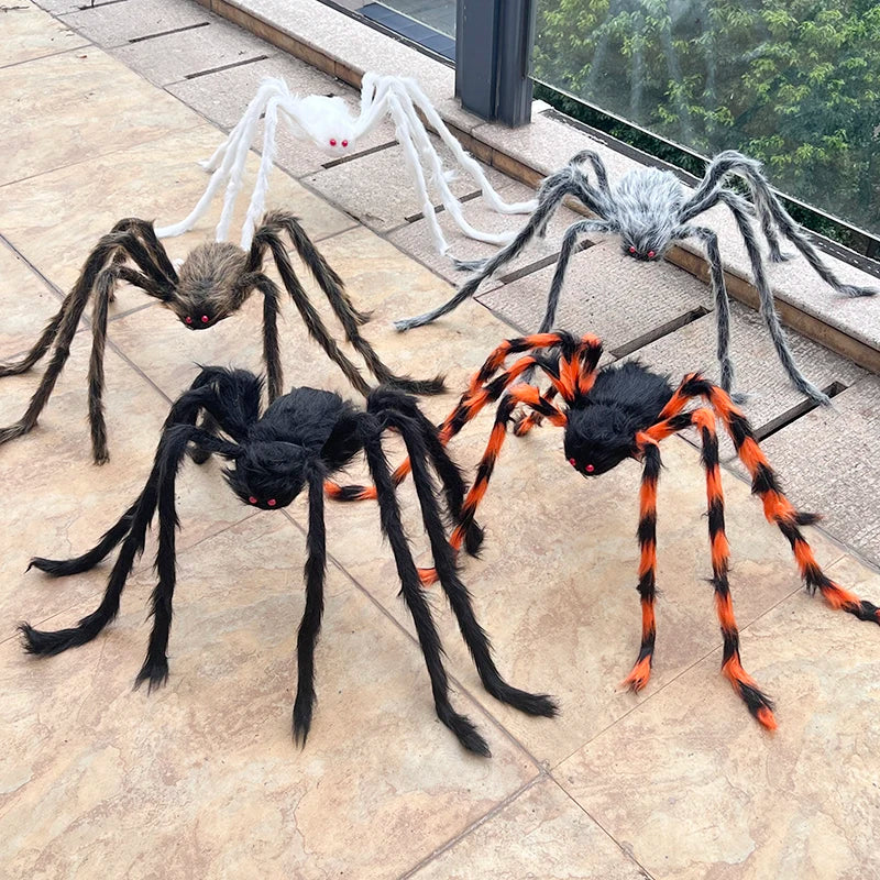 Halloween Black Giant Spider Scary Artificial Plush Spider Home Bar Haunted House Scene Ornaments Props Holiday Outdoor Decors
