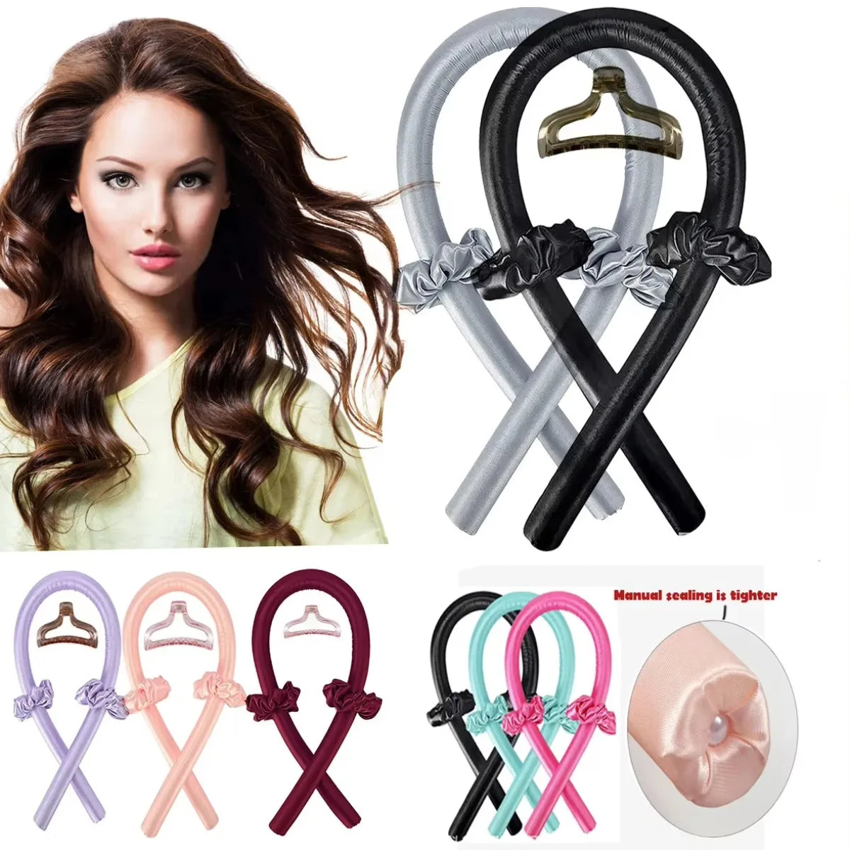 Heatless Hair Curler Curling Rod Headband No Heat Silk Ribbon Curls Hair Roller Curlers for Hair Straightener Hair Styling Tools