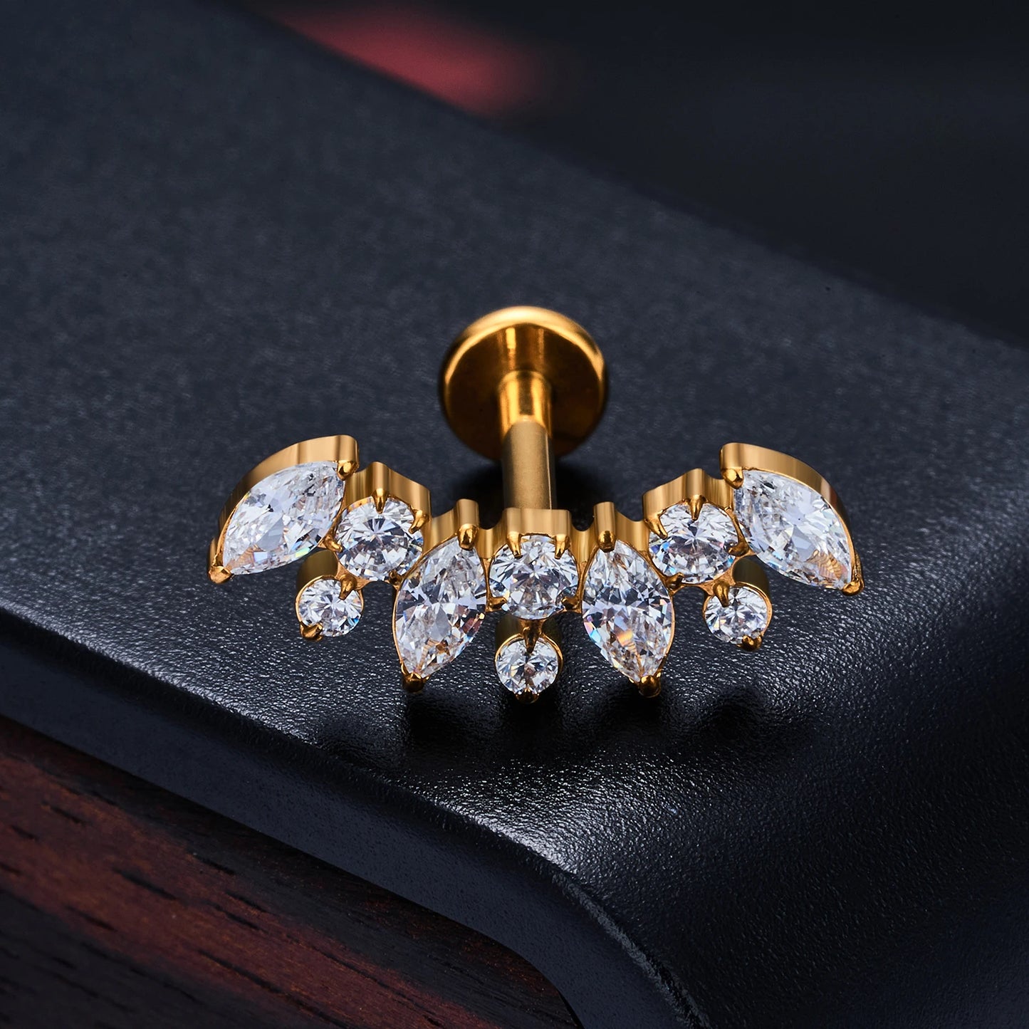 16G Gold G23 Titanium Ear Stud Helix Tragus Daith Cartilage Piercing Earrings for Women Internal Thread Labret Pierc Lip Studs