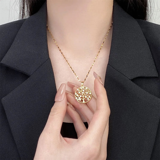 2023 New Colorful Zircon Tree of Life Pendant Necklace Sweet Faith Men Women Jewelry Accessories Gifts for Mom Girls Family Teen