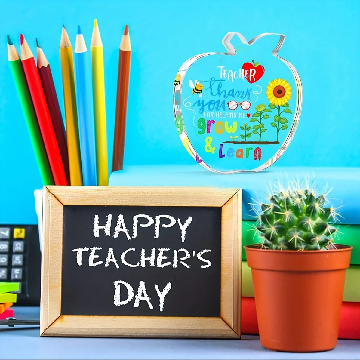 1pc Teacher Appreciation Gifts for Women Thank You for Helping Me Grow & Learn Paperweight End of The Year Teacher Gifts Back to